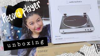 I bought a record player!! (audio technica AT-LP60XBT & edifier R1700BTs unboxing) | PUTSY