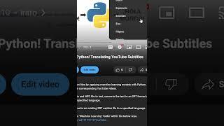 Easily Translate your YouTube Subtitles into +130 Languages with Python! #python #youtubecreator