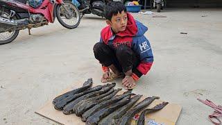 Dat cleaned the fish pond and caught many big fish to sell at the village market.