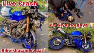 Live Crash R15.V4 Puri khatam Bikekuch nhi bacha bike me total loss￼￼ #livecrash #r15v4