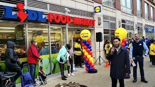 1st LiDL Grand Opening in Harlem NYC Opening Ceremony, Crowds and Shopping