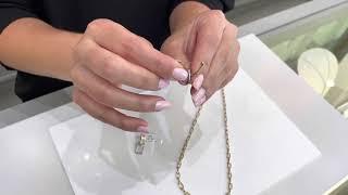 14K Yellow and White Gold Diamond Square Link Earrings and Paperclip Necklace (Massoyan Jewelers)