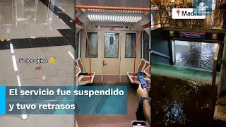 Vagones del Metro en Madrid se inundan por fuertes lluvias