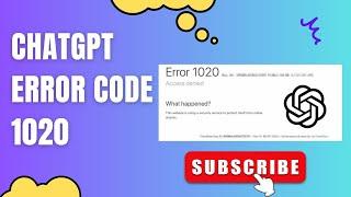 Fix ChatGPT Access Denied | ChatGPT Error Code 1020 - Solved