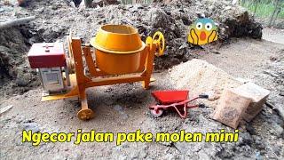 Ngecor jalan pake miniatur mesin molen cor dari pvc paralon