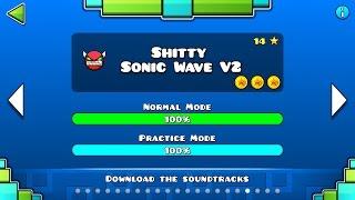 Geometry Dash - 'Sh*tty Sonic Wave V2' 100% Complete - Made by BHFusion (Verified by ToshDeluxe)