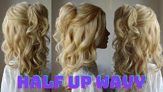 wavy half up half down hairstyle half up messy hair tutorial