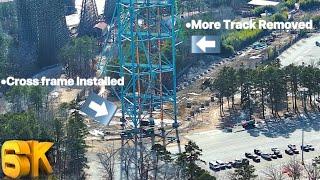 The Demolition of Kingda Ka Pt 5: BAREBONES 6K Drone Footage Six Flags Great Adventure