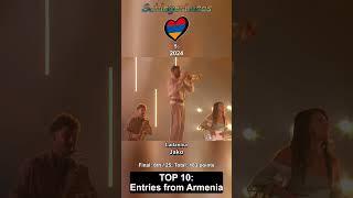 Top 10 Entries from Armenia  in Eurovision