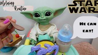 New Baby Yoda Galactic Snackin Grogu Morning Routine