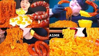 CHEESY  CARBONARA NOODLES & SAUSAGE ASMR MUKBANG Mashup //EXTREME MUKBANG Feast‼️// #asmr #viral