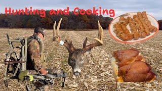 Bow Hunting & Camp Cooking (Fried Mushrooms ,Fish , Back Strap, Smoked Boudin, Stuffed Chickens